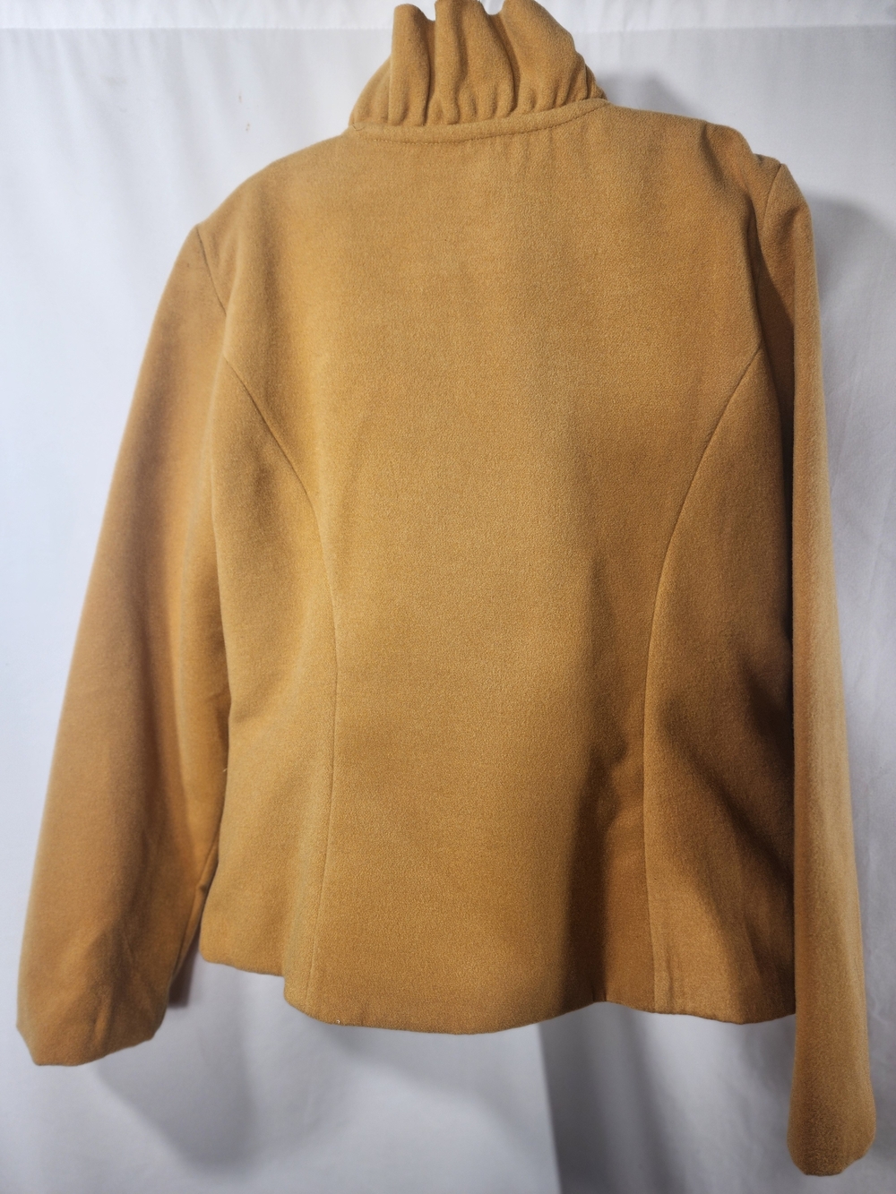Womens Ruffled Front Jacket - Mustard - Picture 6 of 10